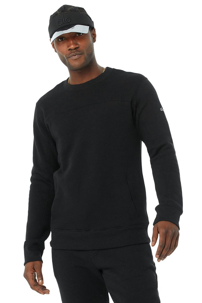 Long Sleeve Alo Yoga Base Sweatshirt Hombre Negros | 931507WEF