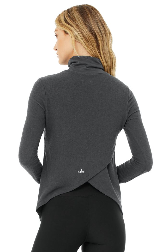 Long Sleeve Alo Yoga Embrace Mujer Grises Oscuro | 193724EKL