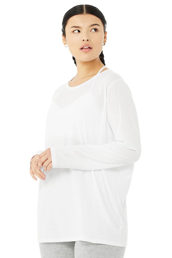 Long Sleeve Alo Yoga Motion Mujer Blancos | 274936SZJ