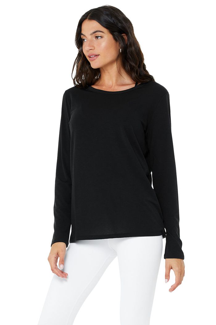 Long Sleeve Alo Yoga Motion Mujer Negros | 583712BWX