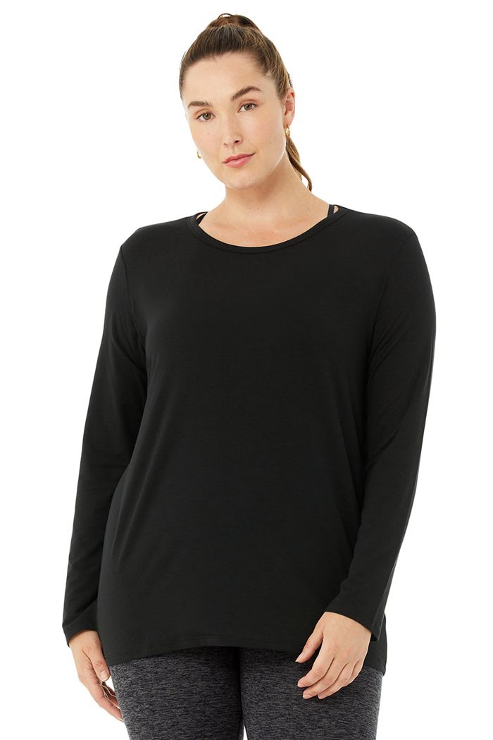 Long Sleeve Alo Yoga Motion Mujer Negros | 583712BWX