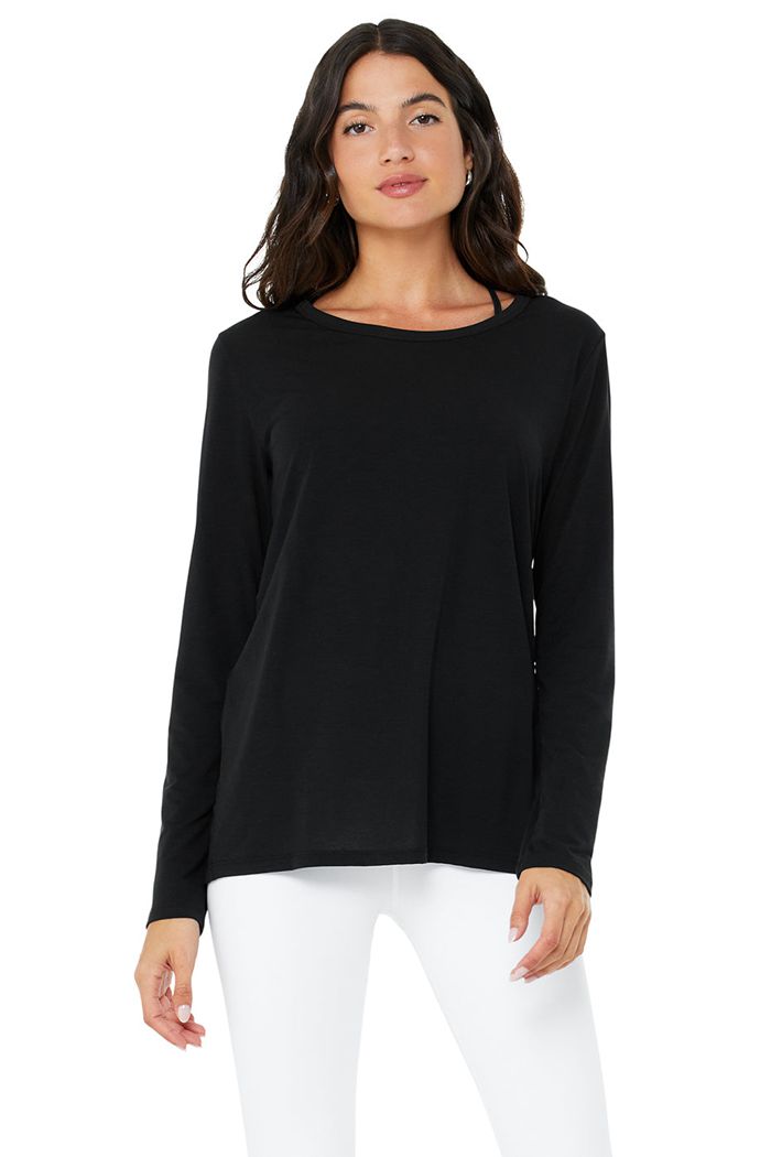 Long Sleeve Alo Yoga Motion Mujer Negros | 583712BWX