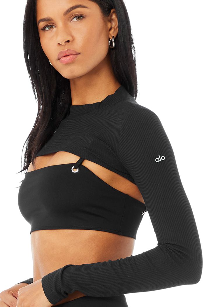 Long Sleeve Alo Yoga Thrill Seeker Mujer Negros | 921503LON