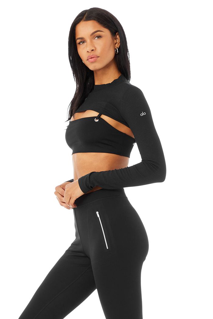 Long Sleeve Alo Yoga Thrill Seeker Mujer Negros | 921503LON