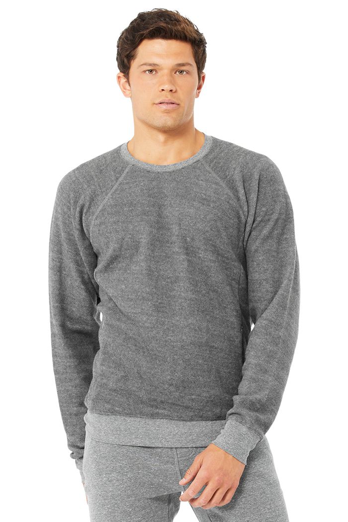 Long Sleeve Alo Yoga Triumph Crew Neck Sweatshirt Hombre Grises | 341527LEZ