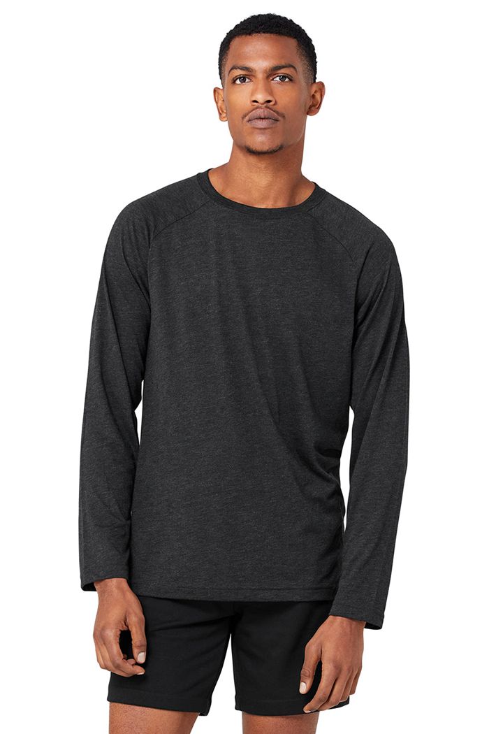 Long Sleeve Alo Yoga Triumph Tee Hombre Negros | 174563YFJ