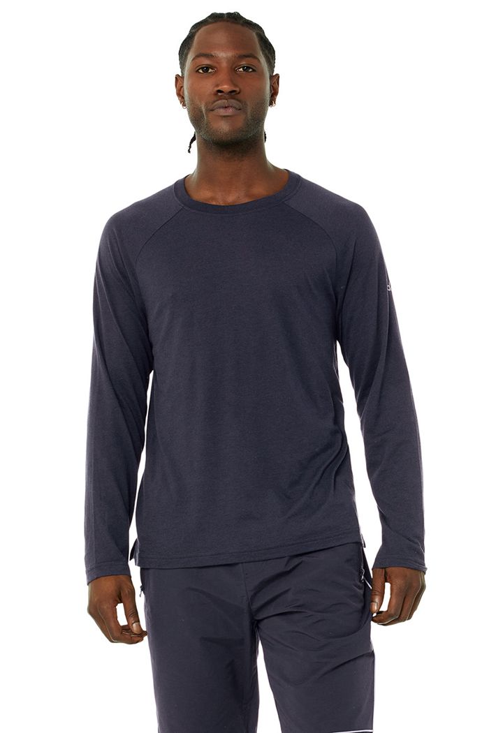 Long Sleeve Alo Yoga Triumph Tee Hombre Negros | 237895TEN