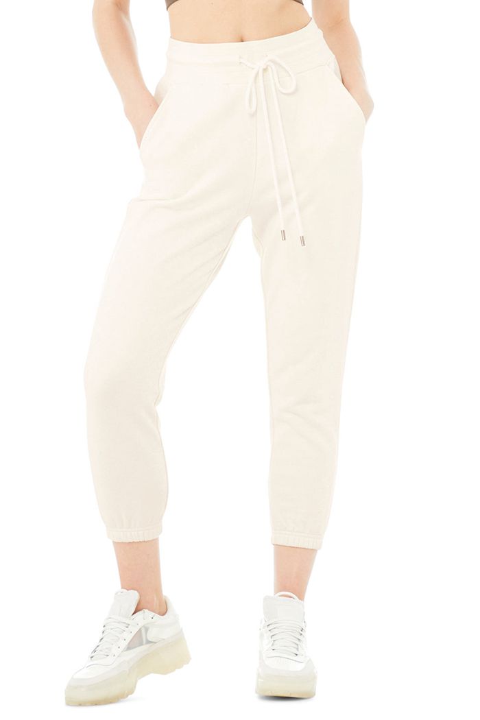 Pantalones Alo Yoga 7/8 Easy Sweat Mujer Blancos | 439871QDX