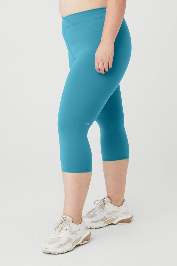 Pantalones Alo Yoga Airbrush V-Cut Define Capri Mujer Azules | 230681XVQ