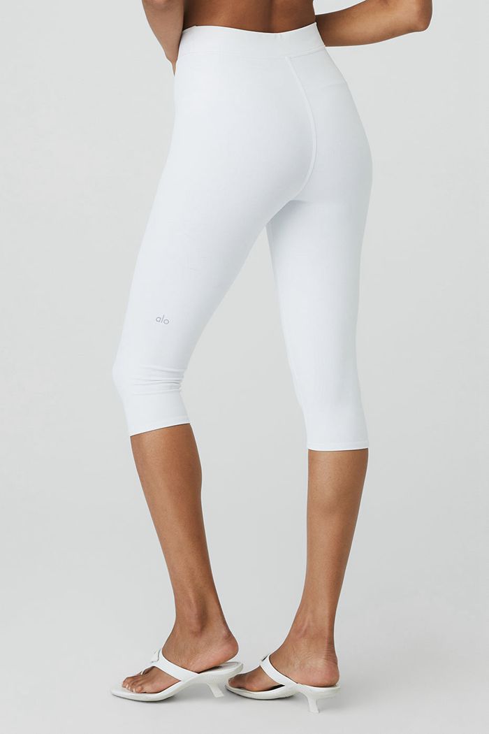 Pantalones Alo Yoga Airbrush V-Cut Define Capri Mujer Blancos | 520693DBQ