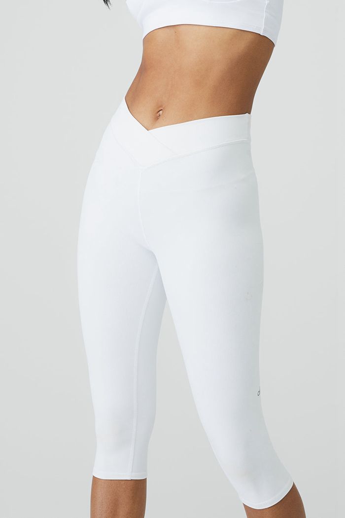 Pantalones Alo Yoga Airbrush V-Cut Define Capri Mujer Blancos | 520693DBQ