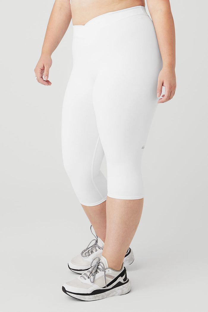 Pantalones Alo Yoga Airbrush V-Cut Define Capri Mujer Blancos | 520693DBQ