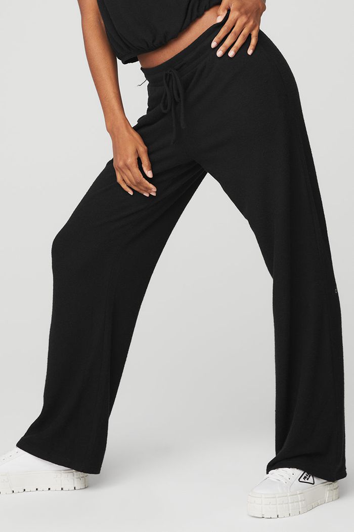 Pantalones Alo Yoga Alolux High-Cintura Soho Anchos Leg Mujer Negros | 723481JLR