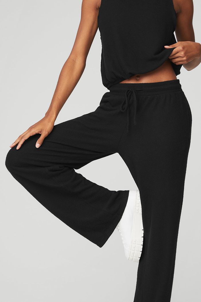 Pantalones Alo Yoga Alolux High-Cintura Soho Anchos Leg Mujer Negros | 723481JLR