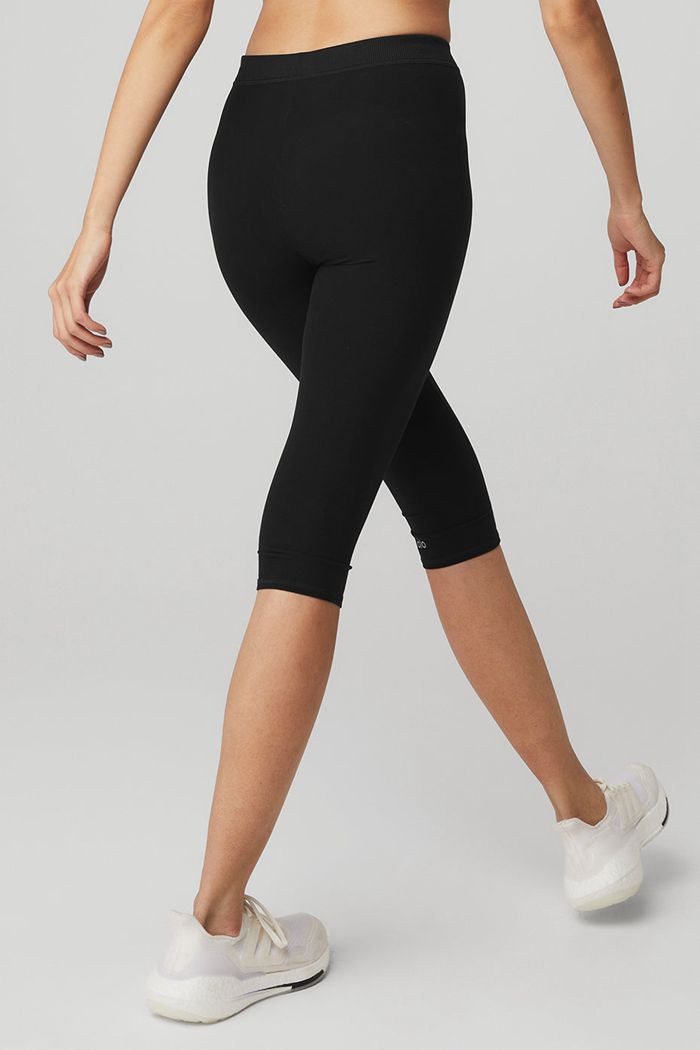 Pantalones Alo Yoga Alosoft High-Cintura Iconic 90's Capri Mujer Negros | 387564DCU