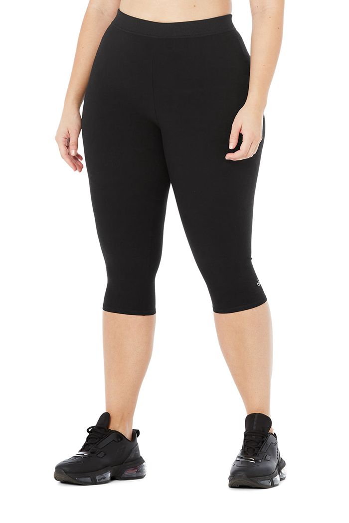 Pantalones Alo Yoga Alosoft High-Cintura Iconic 90's Capri Mujer Negros | 387564DCU