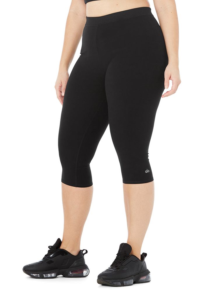 Pantalones Alo Yoga Alosoft High-Cintura Iconic 90's Capri Mujer Negros | 387564DCU