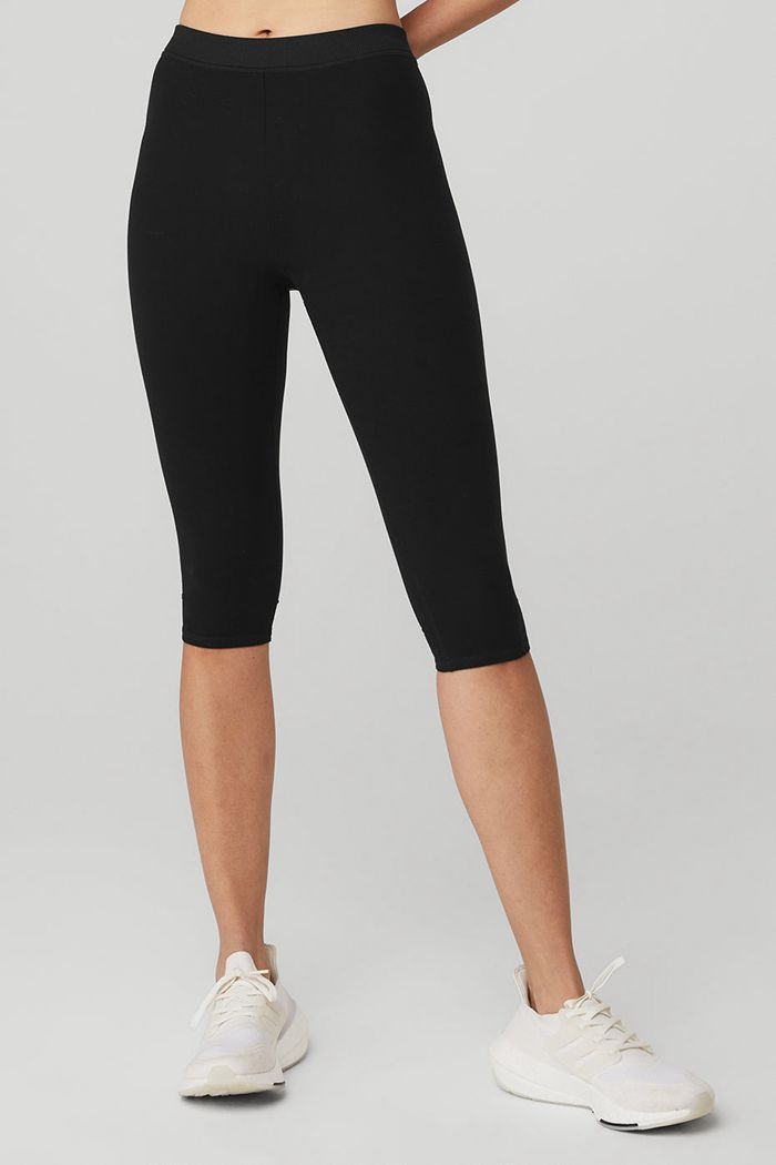 Pantalones Alo Yoga Alosoft High-Cintura Iconic 90\'s Capri Mujer Negros | 387564DCU