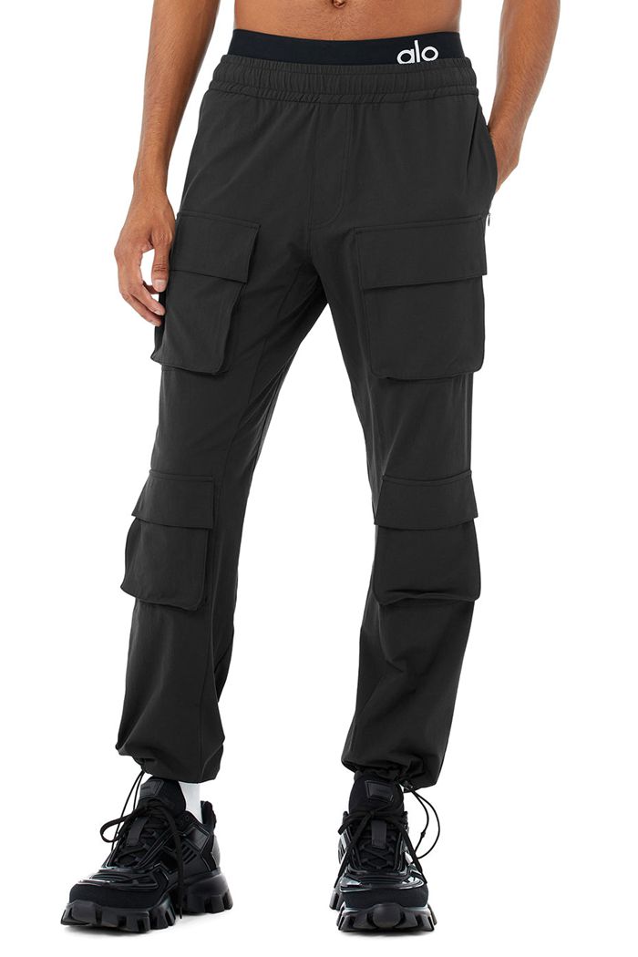 Pantalones Alo Yoga Cargo Venture Hombre Negros | 513068IOW