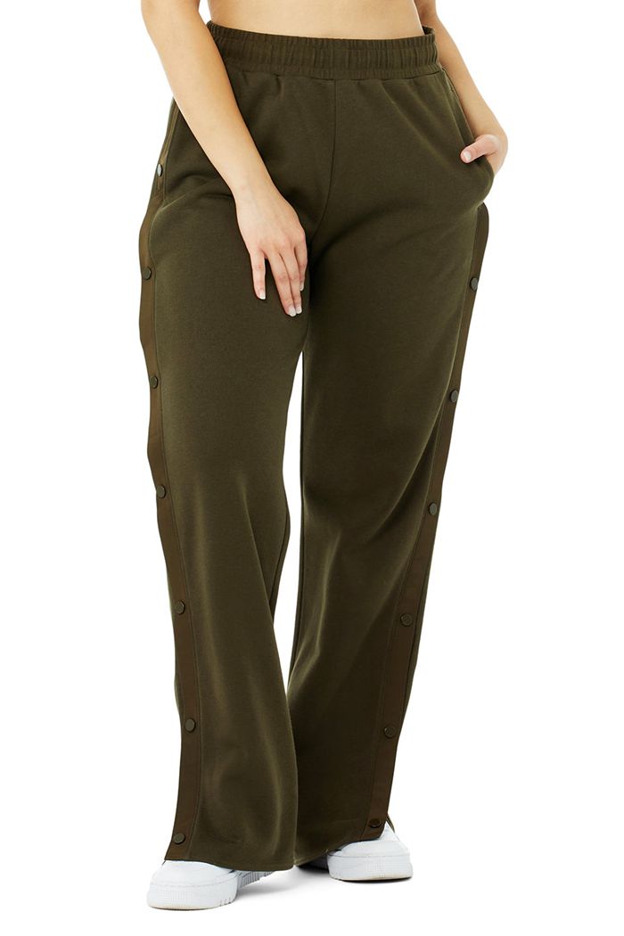 Pantalones Alo Yoga Courtside Tearaway Snap Mujer Verde Oliva Oscuro | 127586TPL