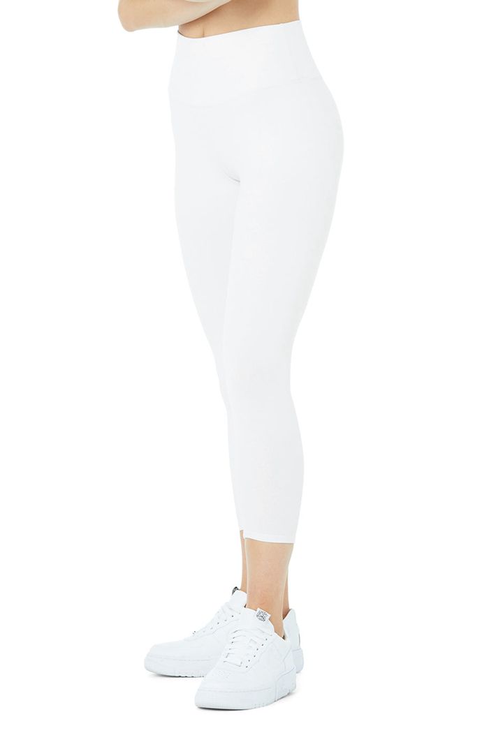 Pantalones Alo Yoga High-Cintura Airbrush Capri Mujer Blancos | 428763TRW