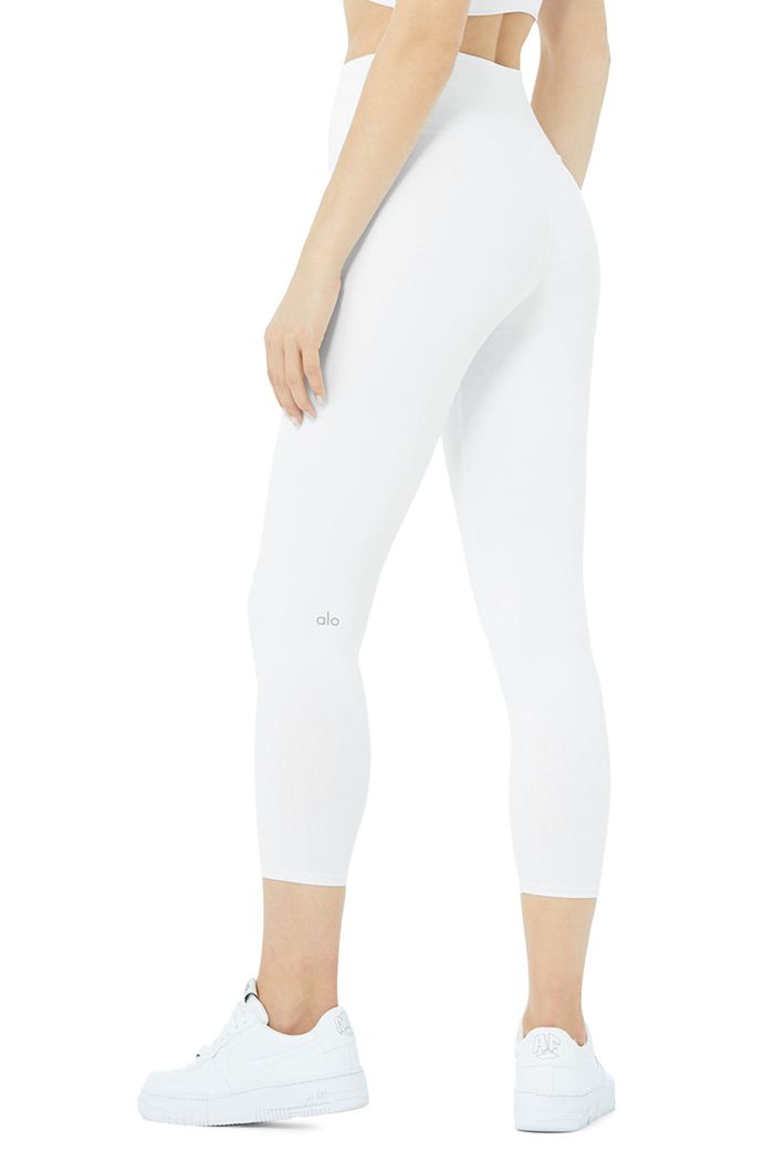 Pantalones Alo Yoga High-Cintura Airbrush Capri Mujer Blancos | 428763TRW