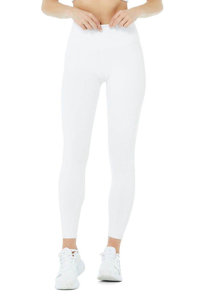 Pantalones Alo Yoga High-Cintura Airbrush Capri Mujer Blancos | 428763TRW