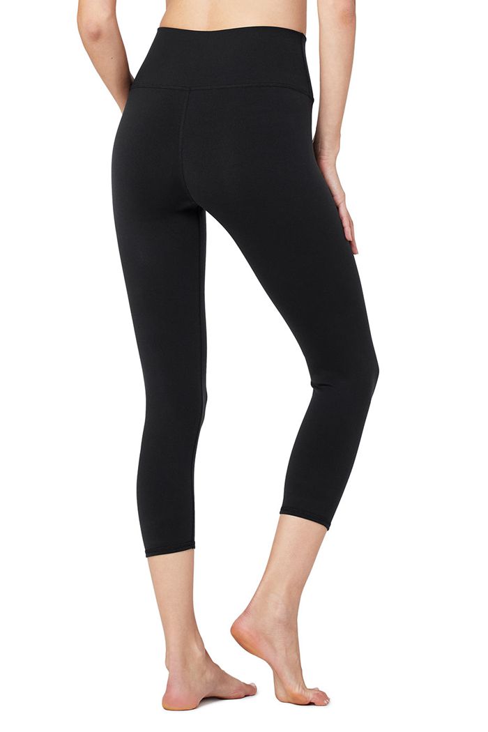 Pantalones Alo Yoga High-Cintura Airbrush Capri Mujer Negros | 610582UDL