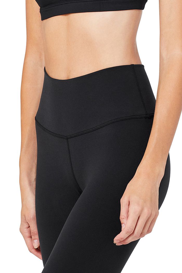 Pantalones Alo Yoga High-Cintura Airbrush Capri Mujer Negros | 610582UDL