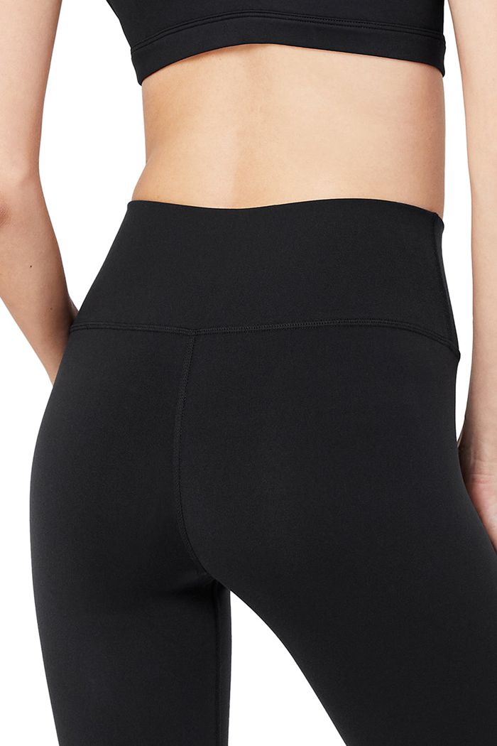 Pantalones Alo Yoga High-Cintura Airbrush Capri Mujer Negros | 610582UDL