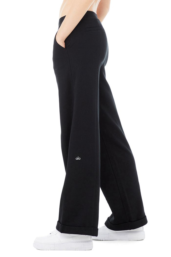 Pantalones Alo Yoga High-Cintura Anchos Leg Mujer Negros | 175849BMP