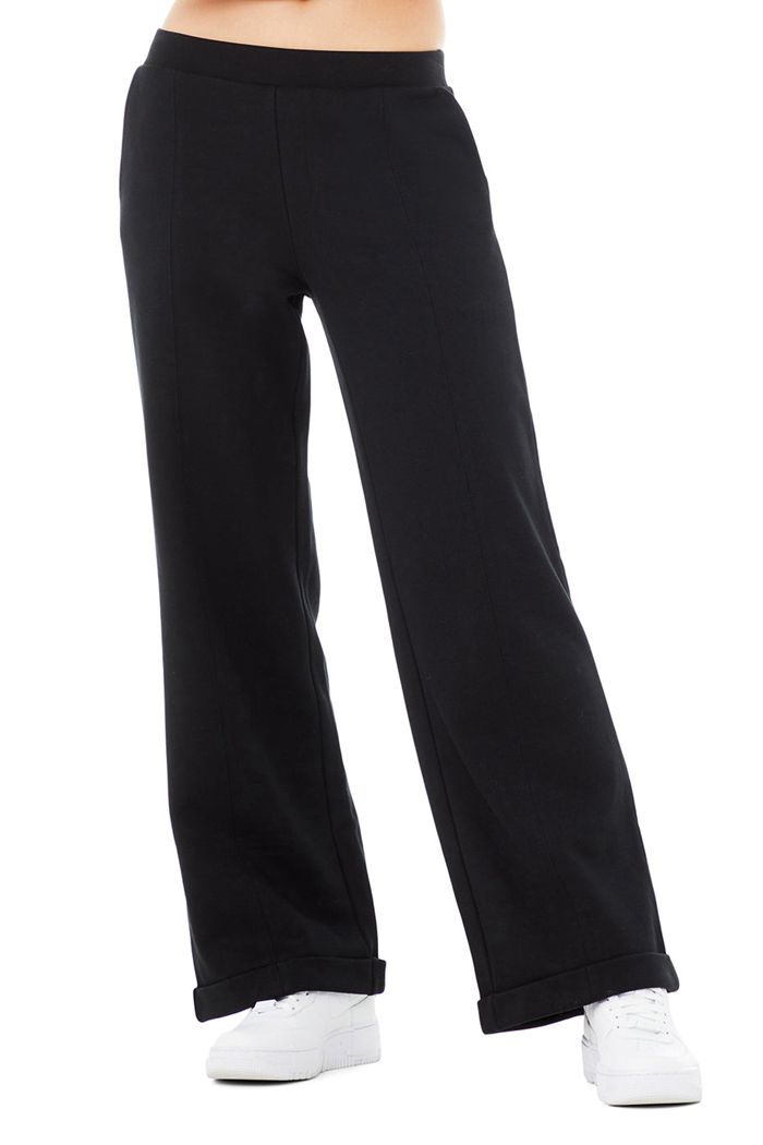 Pantalones Alo Yoga High-Cintura Anchos Leg Mujer Negros | 175849BMP