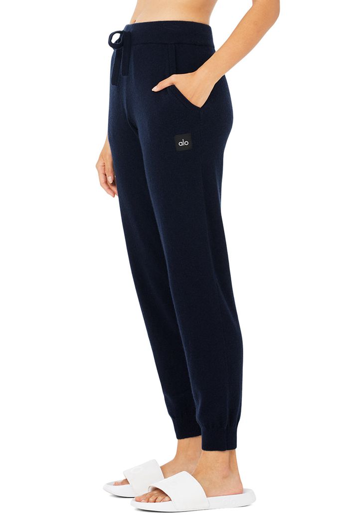 Pantalones Alo Yoga High-Cintura Cashmere Jet Set Mujer Azul Marino | 418253KYG