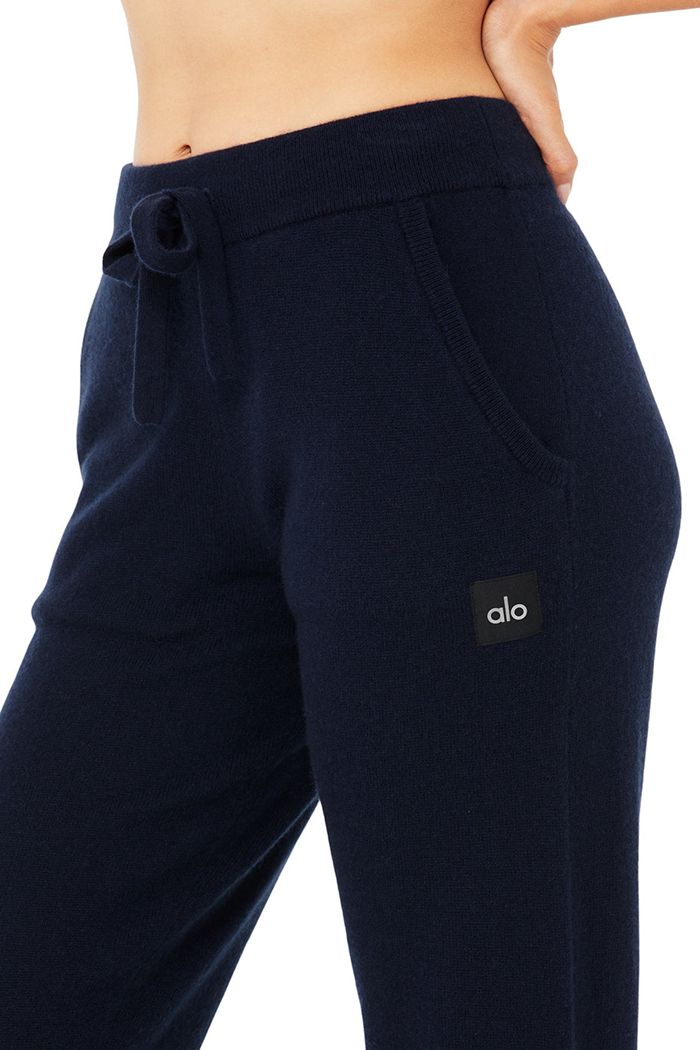 Pantalones Alo Yoga High-Cintura Cashmere Jet Set Mujer Azul Marino | 418253KYG