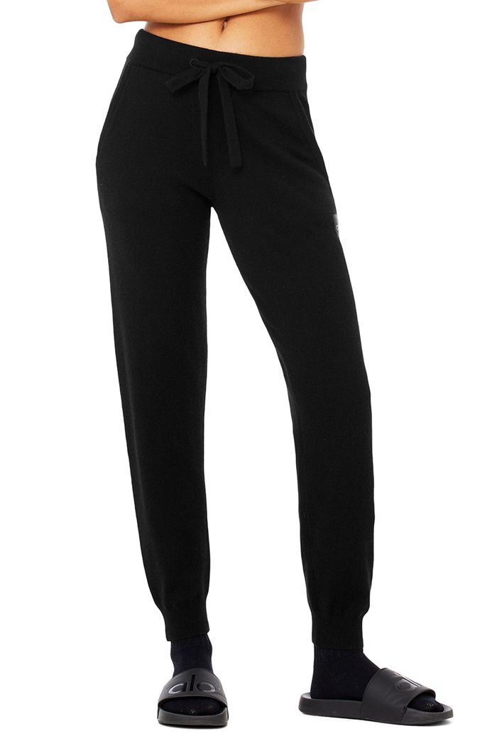 Pantalones Alo Yoga High-Cintura Cashmere Jet Set Mujer Negros | 513928DZM