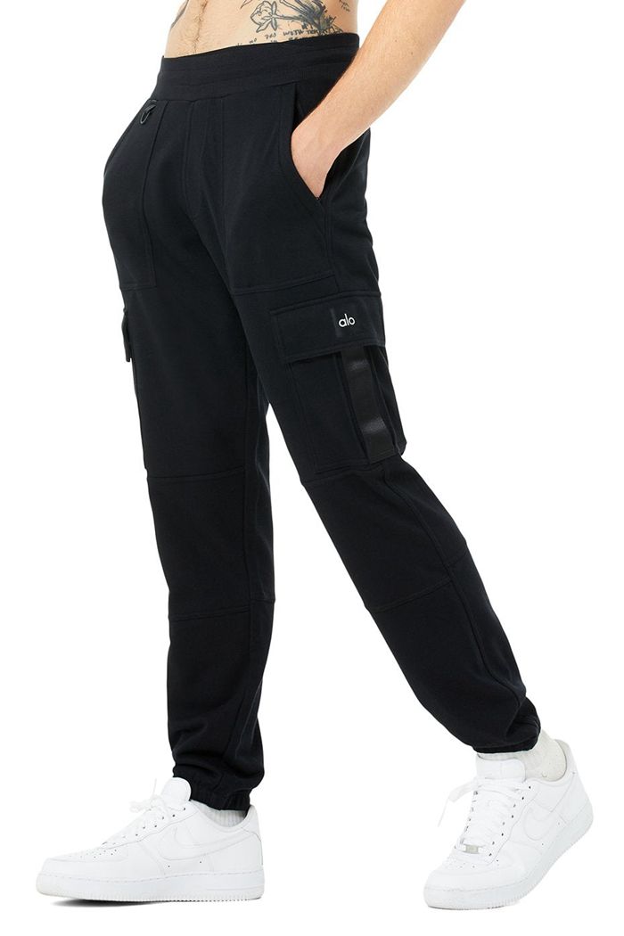 Pantalones Alo Yoga Highline Cargo Sweat Hombre Negros | 862503HLR