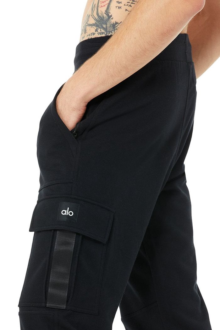 Pantalones Alo Yoga Highline Cargo Sweat Hombre Negros | 862503HLR