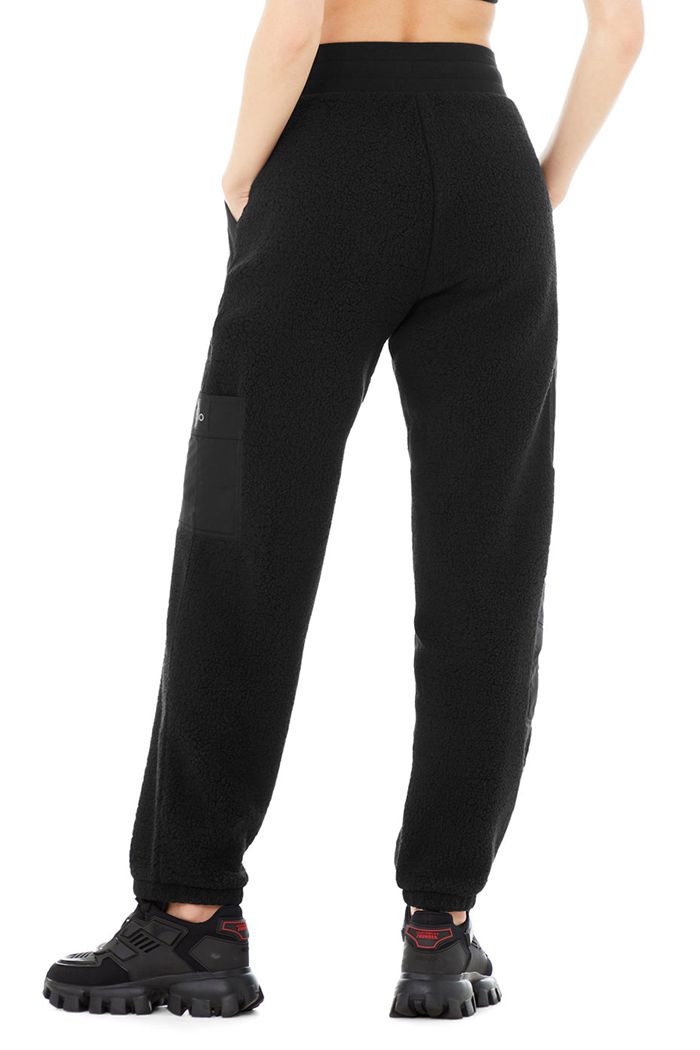 Pantalones Alo Yoga Micro Sherpa High-Cintura Solstice Sweat Mujer Negros | 541709DWZ