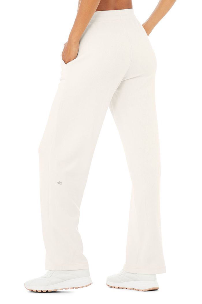 Pantalones Alo Yoga Micro Waffle High-Cintura Pleasant Anchos Leg Mujer Blancos | 129853CMS