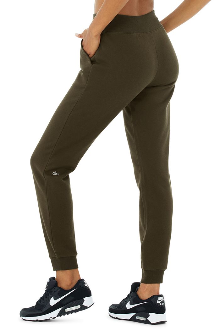 Pantalones Alo Yoga Slick Zip Front Sweat Mujer Verde Oliva Oscuro | 670483VTZ