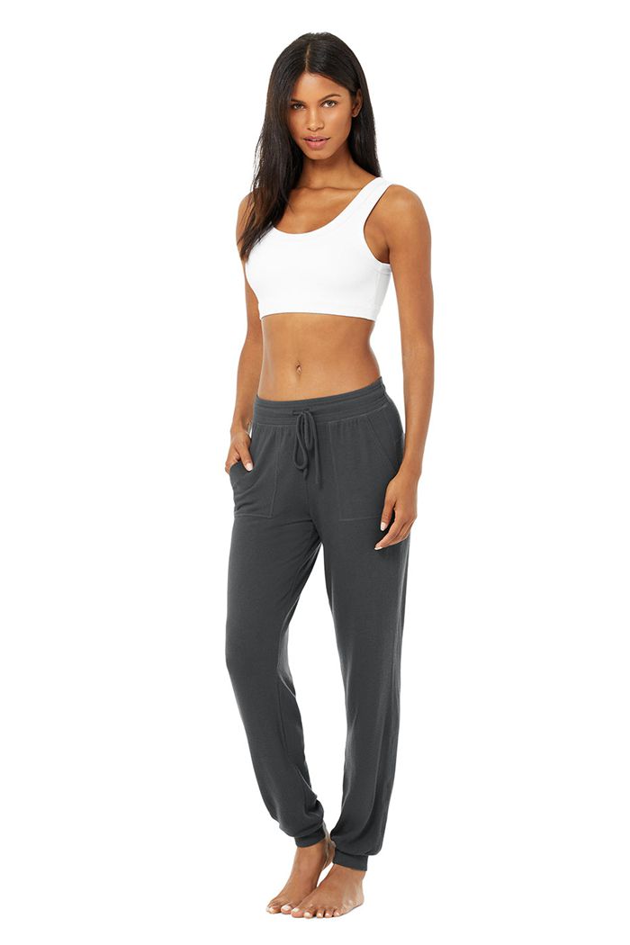 Pantalones Alo Yoga Soho Sweat Mujer Grises Oscuro | 918653KCX