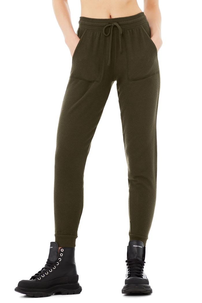 Pantalones Alo Yoga Soho Sweat Mujer Verde Oliva Oscuro | 081379RGZ