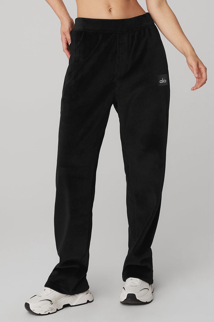 Pantalones Alo Yoga Velour Baller Mujer Negros | 548607IAN