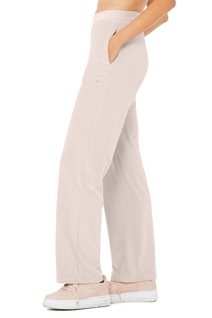 Pantalones Alo Yoga Velour High-Cintura Glimmer Anchos Leg Mujer Rosas | 946730HLF