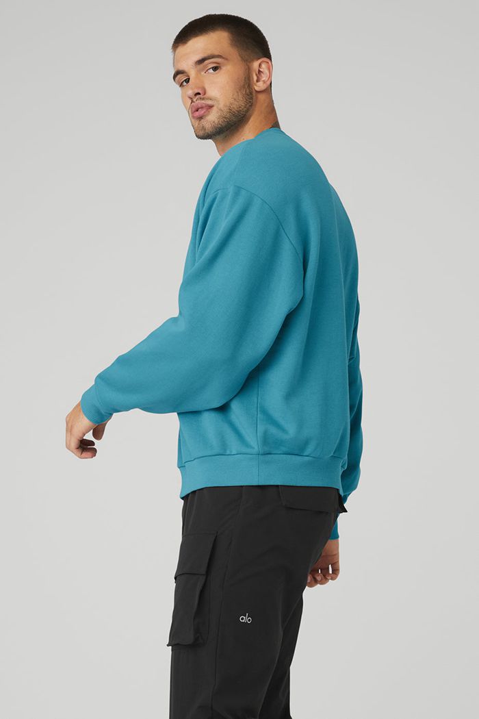 Pullover Alo Yoga Accolade Crew Neck Hombre Azules | 031852LPC