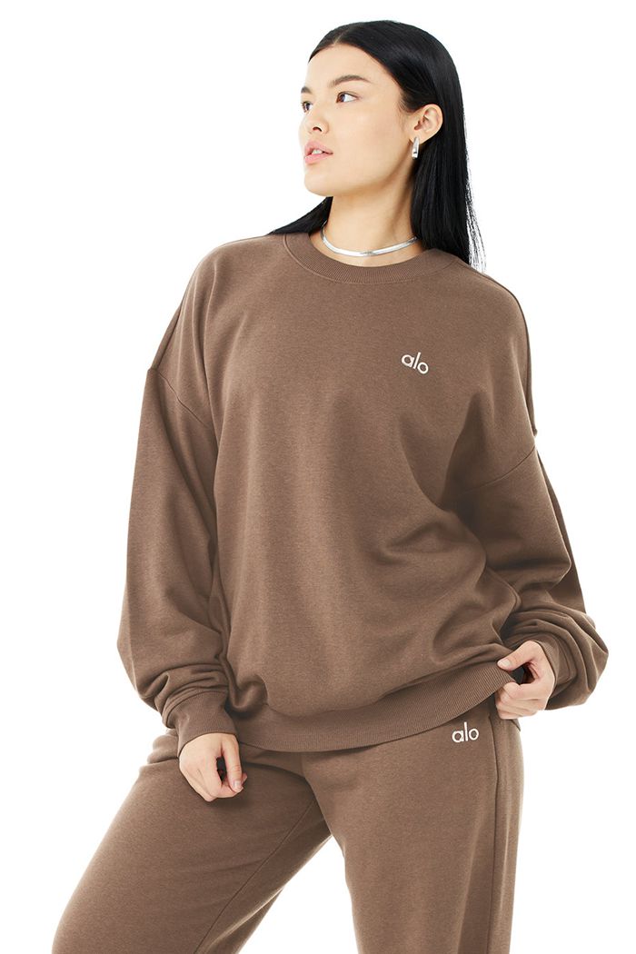 Pullover Alo Yoga Accolade Crew Neck Mujer Marrom | 089571SNM