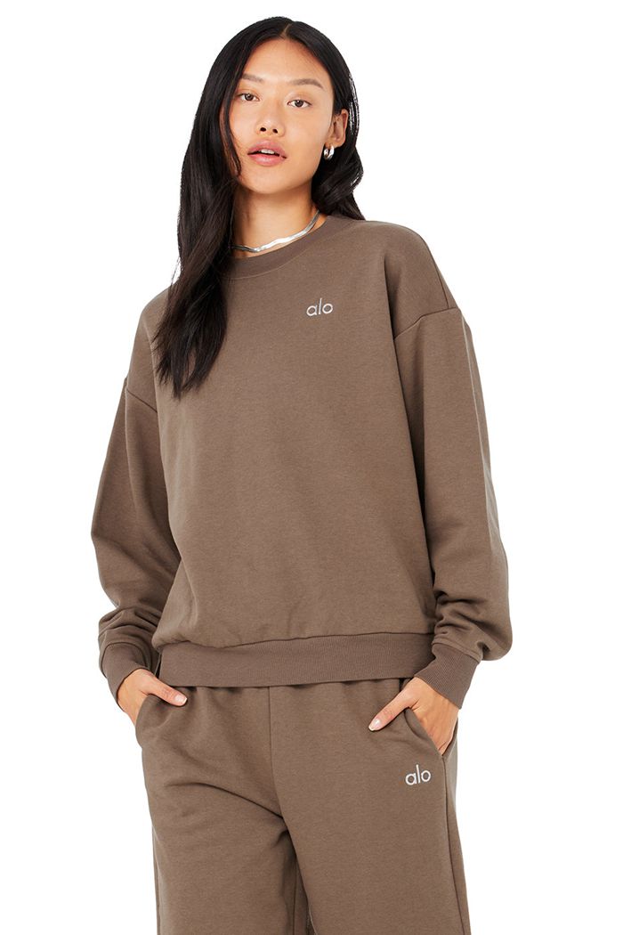 Pullover Alo Yoga Accolade Crew Neck Mujer Marrom | 089571SNM