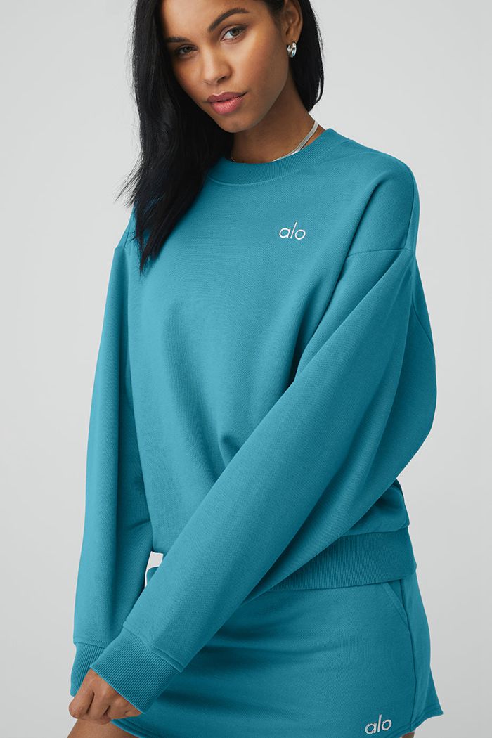 Pullover Alo Yoga Accolade Crew Neck Mujer Azules | 961543KEM