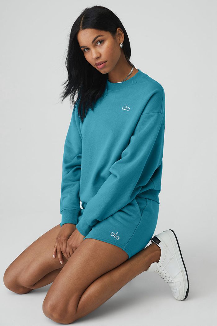 Pullover Alo Yoga Accolade Crew Neck Mujer Azules | 961543KEM