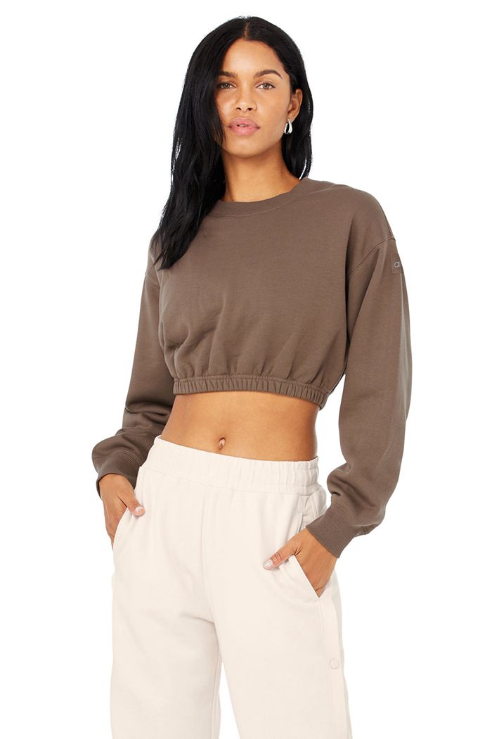 Pullover Alo Yoga Devotion Crew Neck Mujer Marrom | 168370IPA